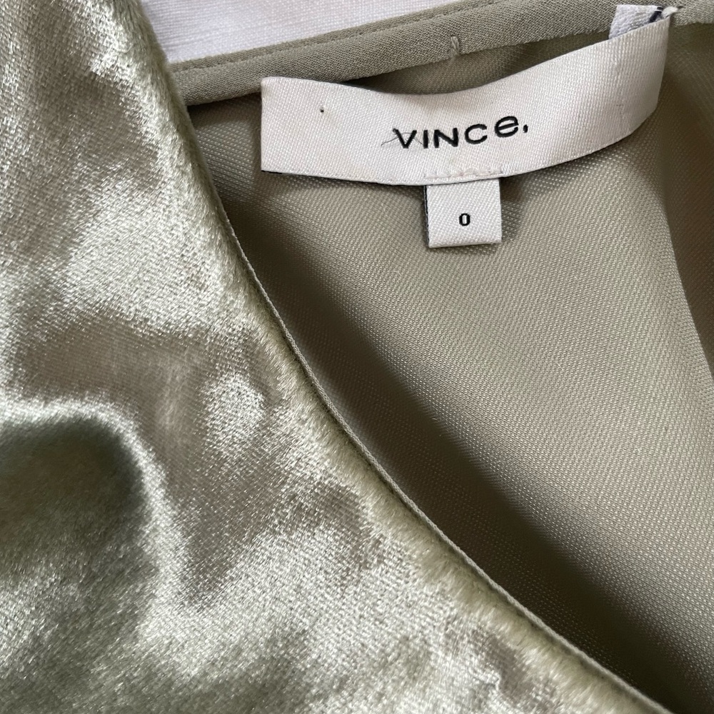 Vince Metallic Sage Green Velvet Dress